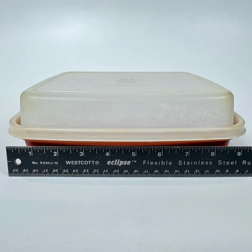 Vintage Tupperware Bacon Meat Keeper Set Paprika Red Orange 3pc 794 1292 622